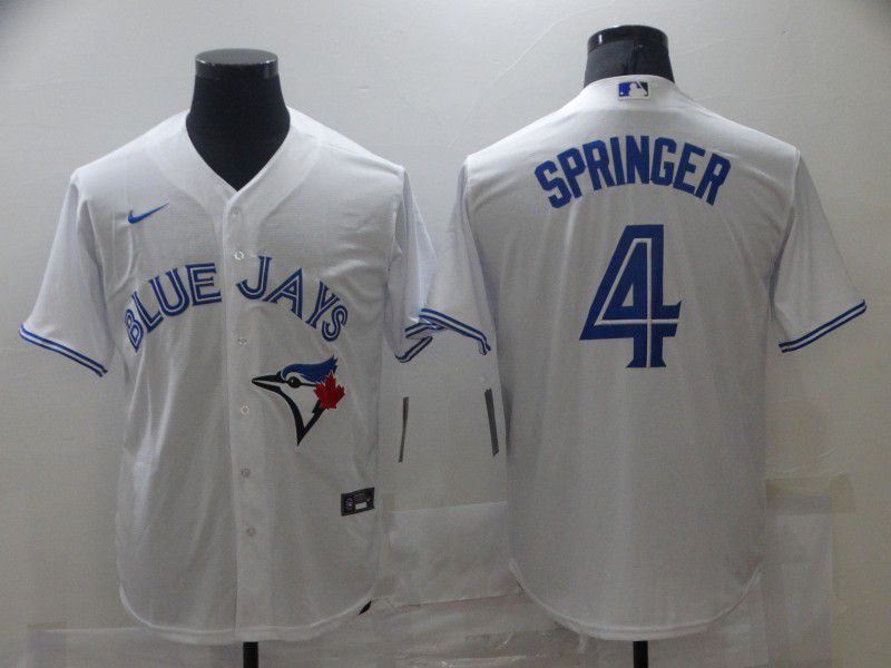 Men Toronto Blue Jays #4 Springer White Game 2021 Nike MLB Jerseys